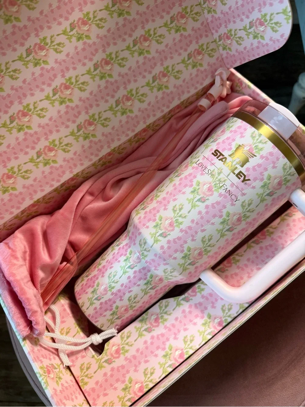 Stanley Floral Travel Tumbler in Pink, Green & Gold - Picture 2 of 3
